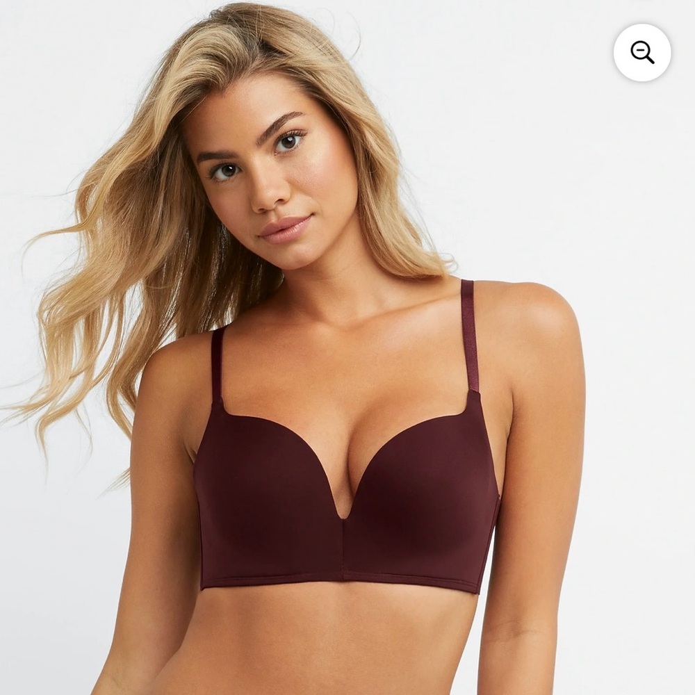 Maidenform Self Expressions SE1189 Wireless Plunge Push-Up Bra 38DD Burgundy